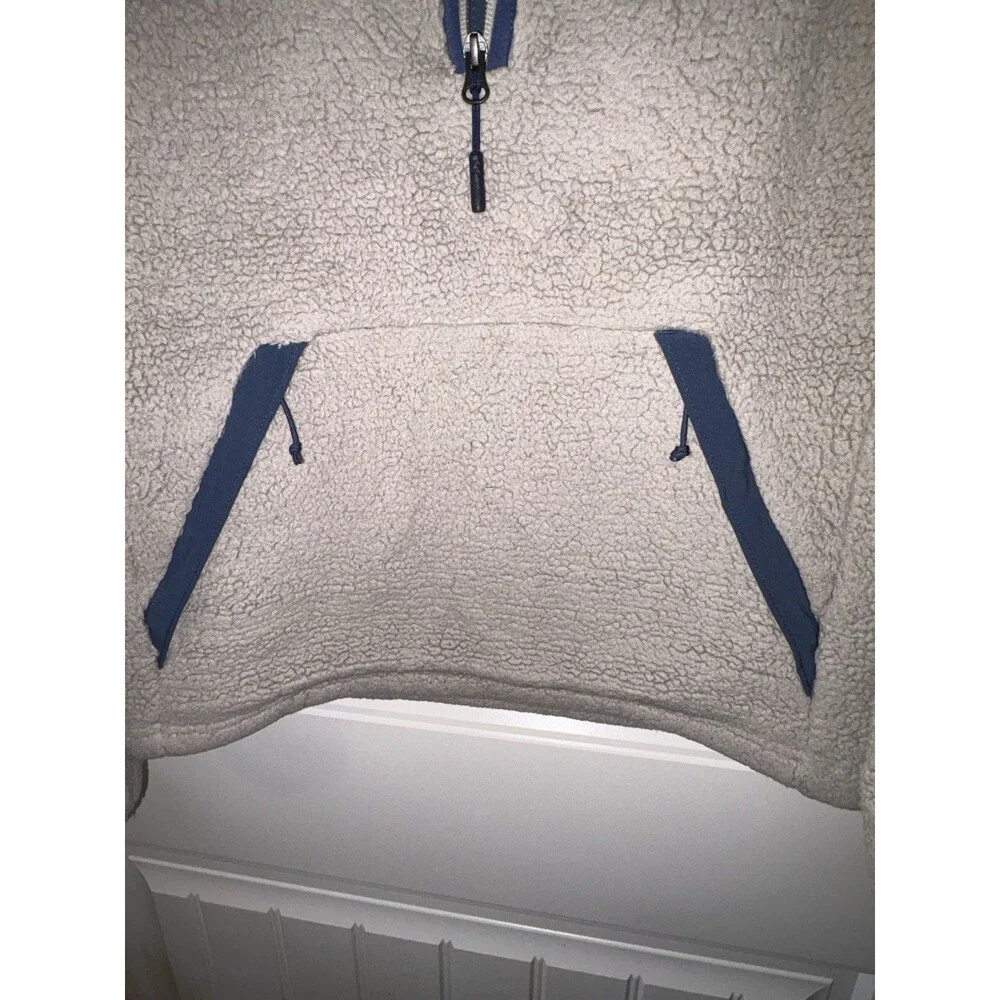 The North Face Campshire Sherpa Fleece Pullover Mens Small Gray Blue Quarter Zip